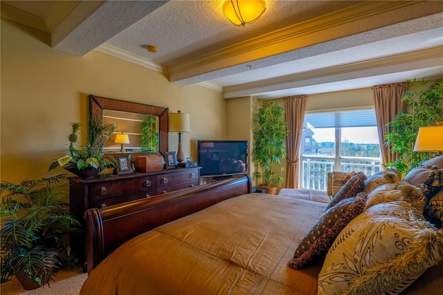 7500 Toscana Blvd Unit 341, Orlando, FL 32819 - bedroom featuring a textured ceiling, ornamental molding, and beam ceiling
