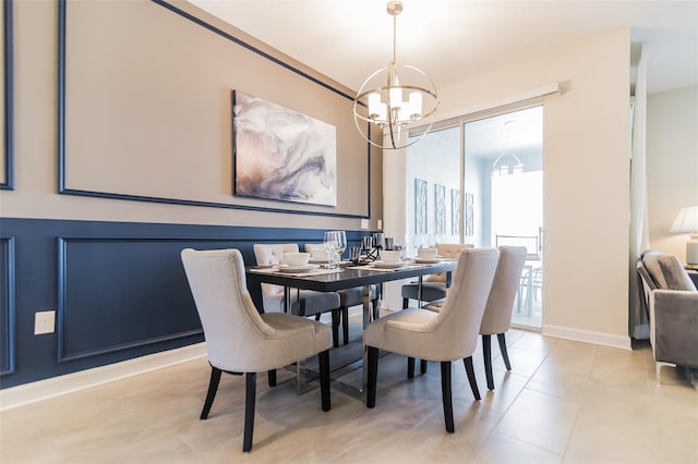 dining area with a chandelier