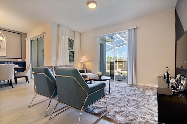 living room with light wood-type flooring