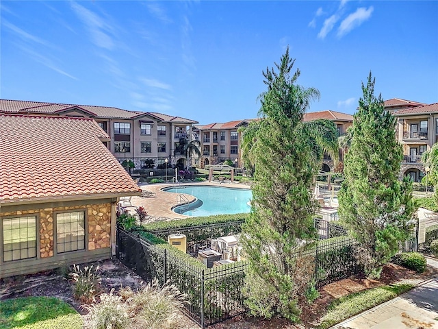 view of pool featuring a patio