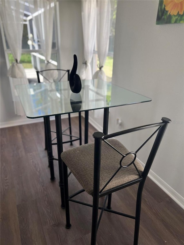 dining space featuring dark hardwood / wood-style flooring