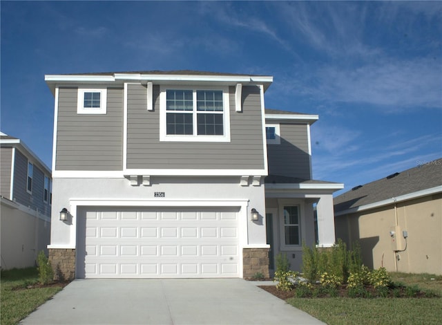 view of front property with a garage