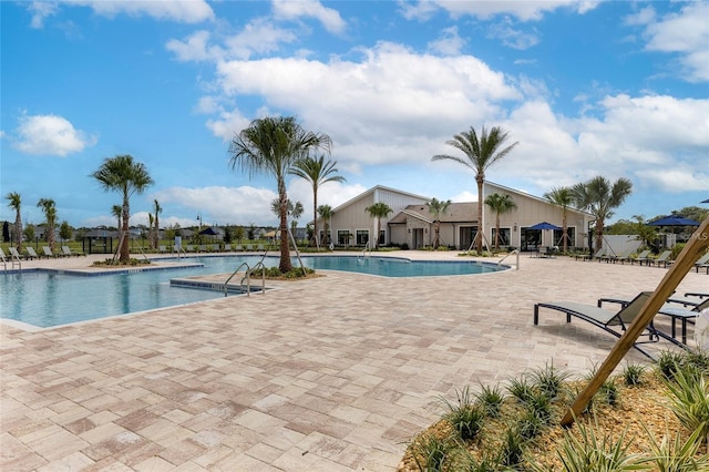 view of pool featuring a patio