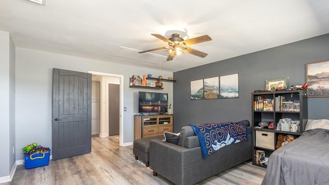 interior space featuring hardwood / wood-style flooring and ceiling fan