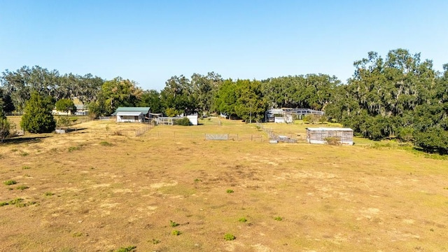 view of yard with a rural view