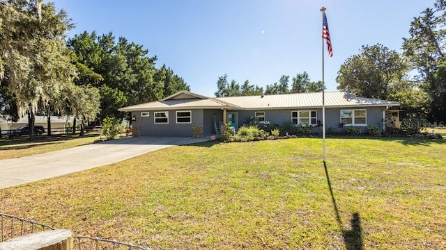 ranch-style house with a front lawn