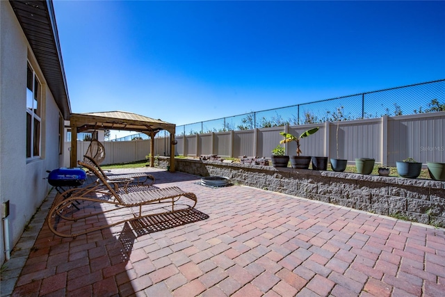 view of patio / terrace featuring a gazebo