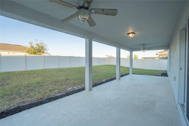 view of patio with ceiling fan