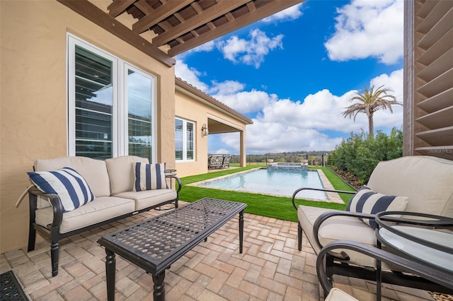 view of patio / terrace featuring an outdoor living space