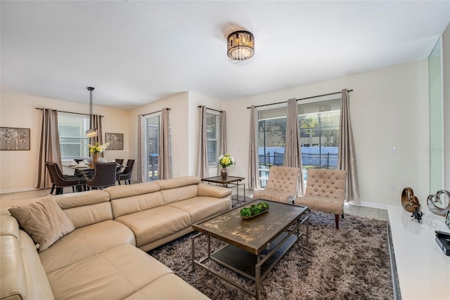 living room featuring plenty of natural light