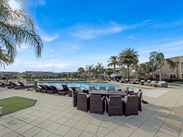 view of pool featuring a patio