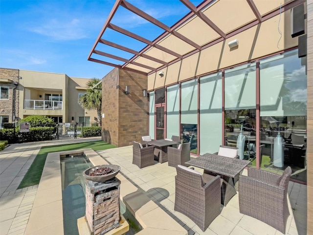 view of patio / terrace featuring a pergola