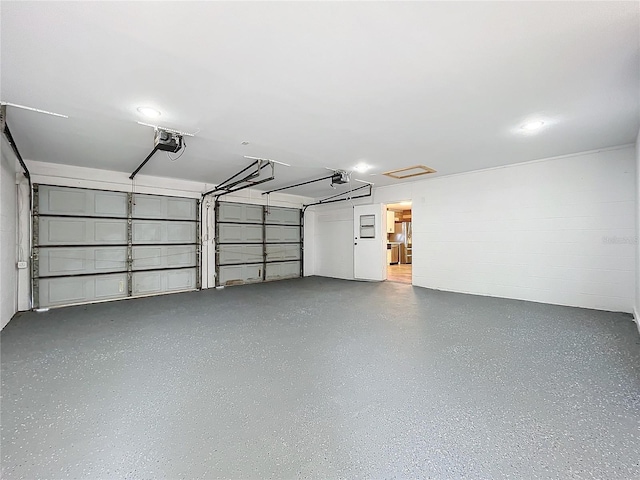 garage with a garage door opener