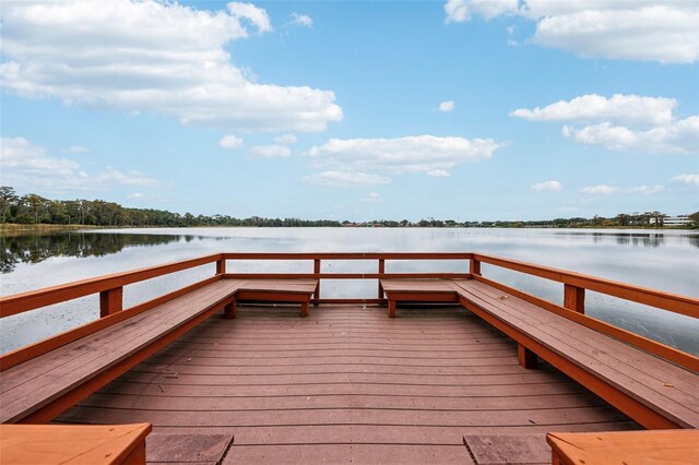 view of dock featuring a water view