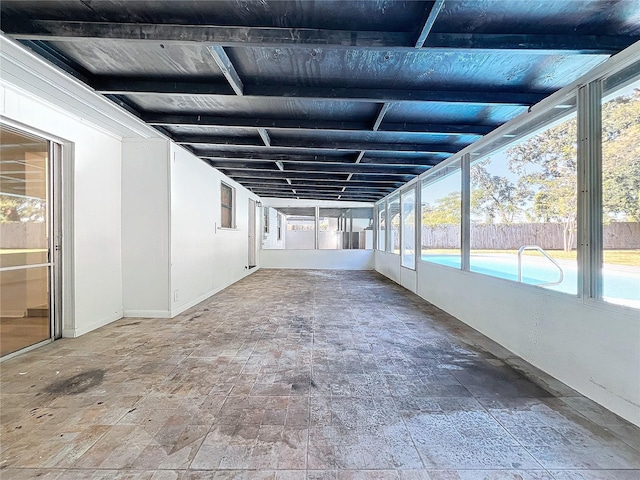 view of unfurnished sunroom