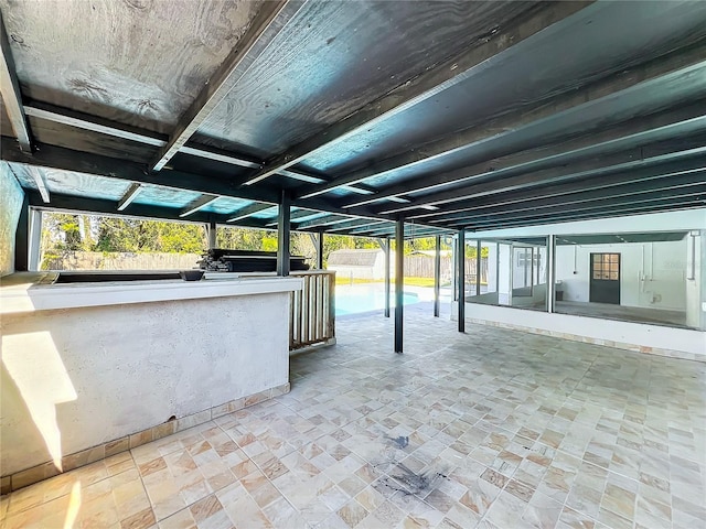 view of patio / terrace featuring a bar