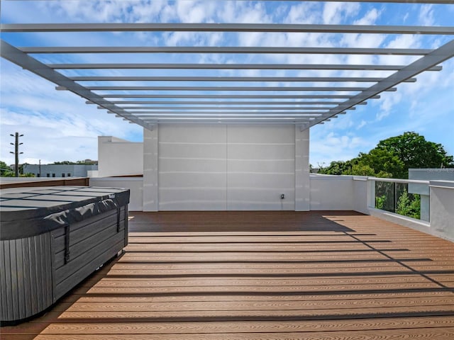 wooden deck featuring a pergola