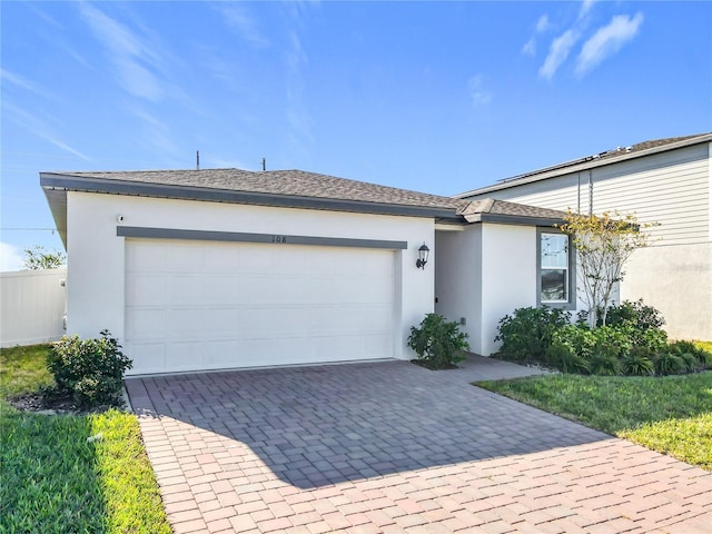 single story home featuring a garage