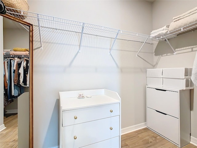 spacious closet featuring light wood-type flooring