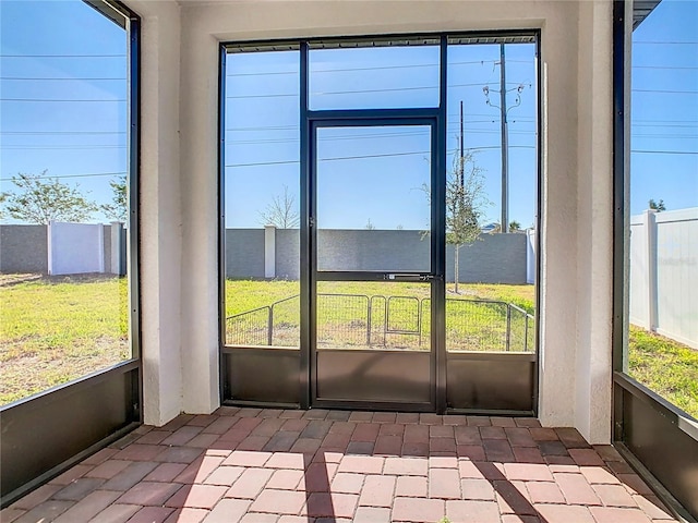 view of unfurnished sunroom