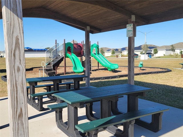 view of play area featuring a yard