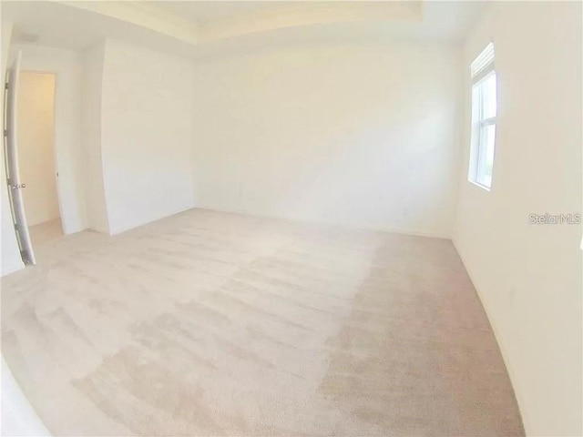 unfurnished room with light colored carpet