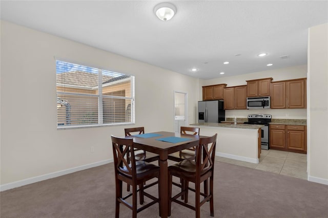 view of carpeted dining room