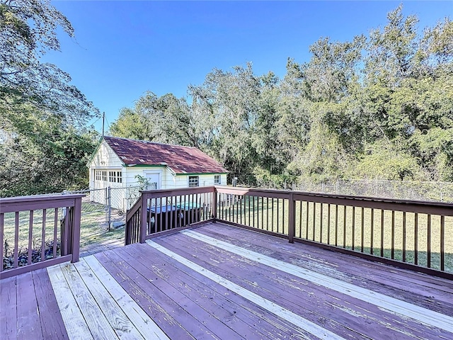 deck with a lawn