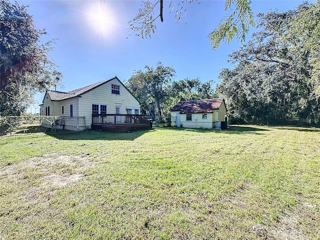 view of yard featuring a deck