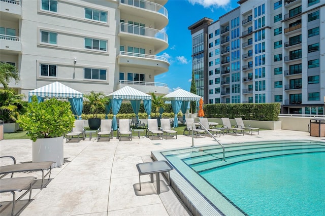 view of pool with a gazebo and a patio area