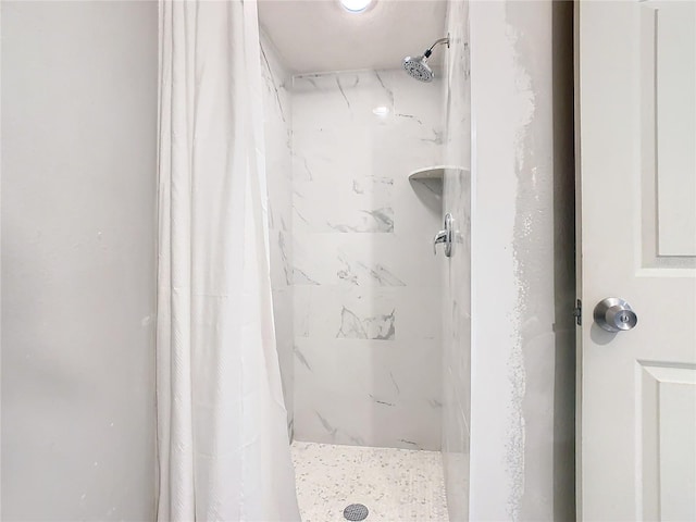 bathroom featuring a shower with curtain