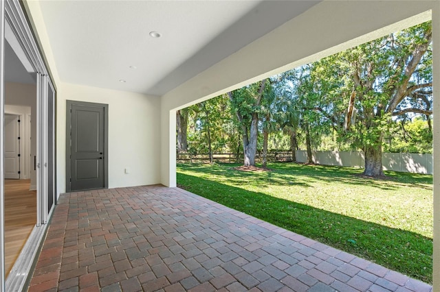 view of patio with a fenced backyard