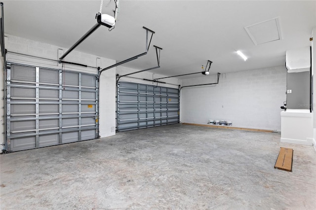 garage with a garage door opener