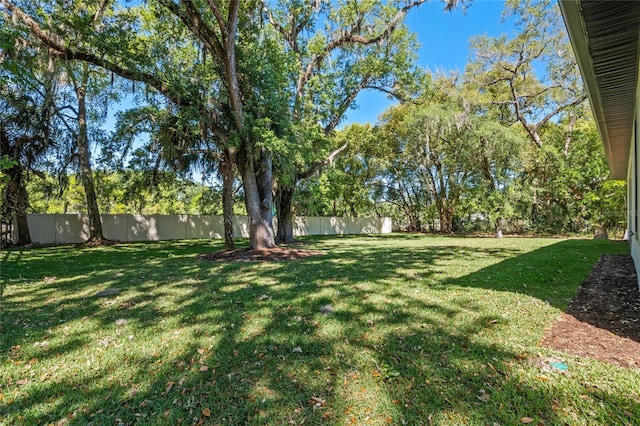 view of yard featuring a fenced backyard