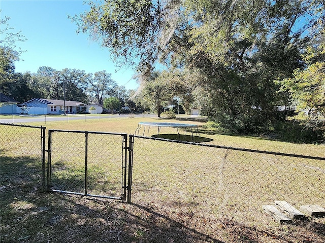 view of yard featuring a trampoline