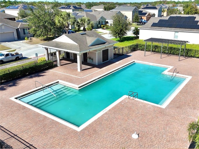 view of pool featuring a pergola and a patio area