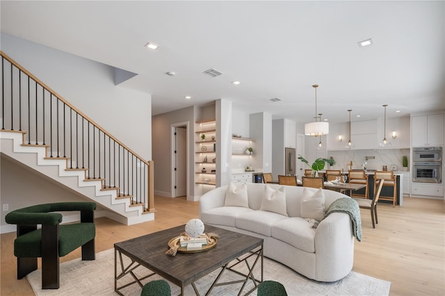 living room featuring light wood-type flooring