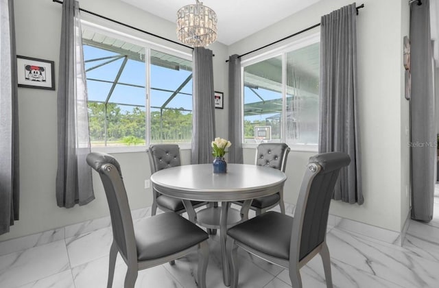 dining room with an inviting chandelier