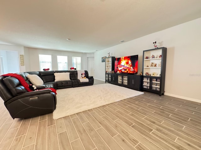 living room with wood-type flooring