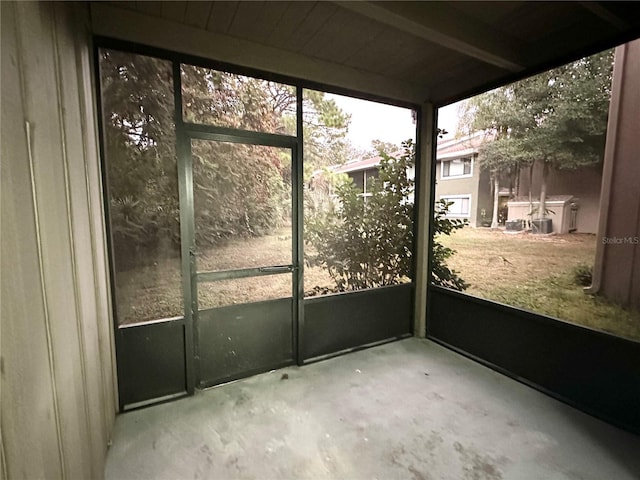 view of unfurnished sunroom