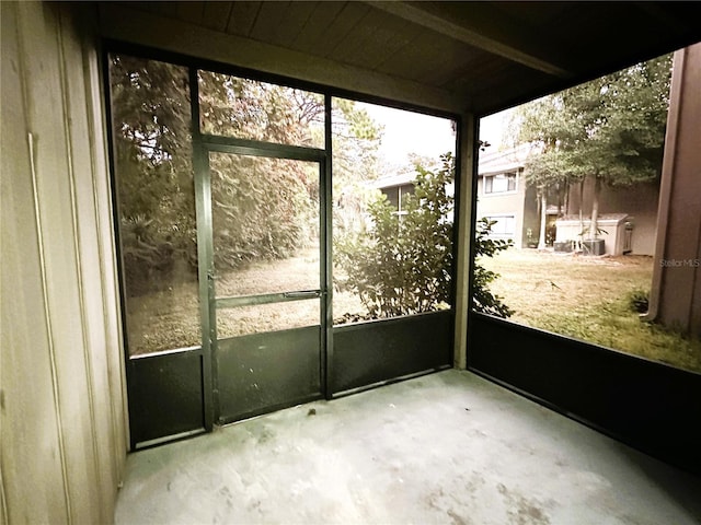 view of unfurnished sunroom