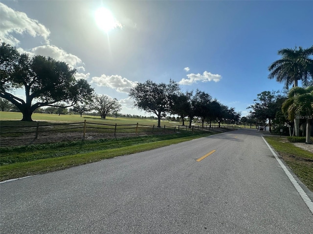 view of road with a rural view