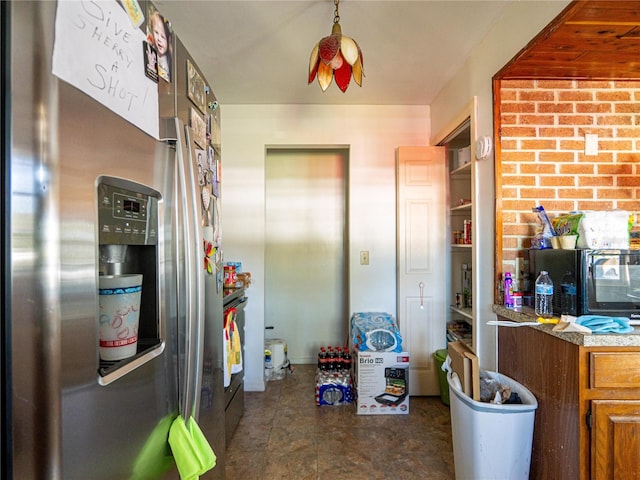 kitchen with stainless steel fridge