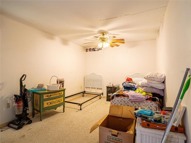 bedroom with carpet floors and ceiling fan