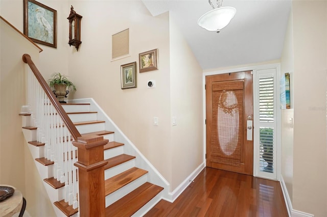 300 Spring Run Cir, Longwood, FL 32779 - entryway featuring wood finished floors, stairs, and baseboards