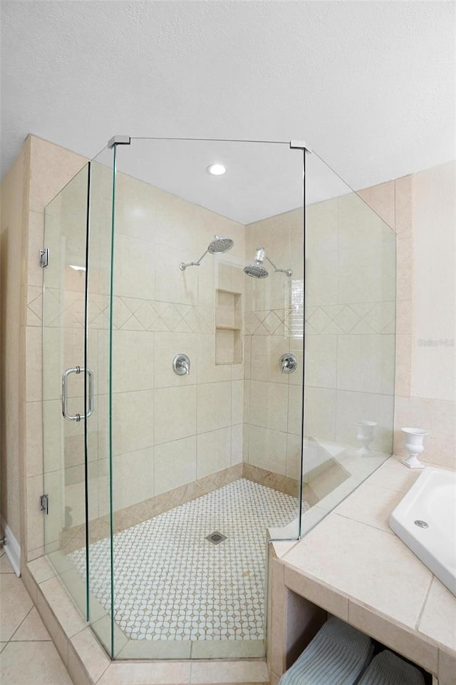 300 Spring Run Cir, Longwood, FL 32779 - bathroom with a stall shower, tile patterned floors, and recessed lighting