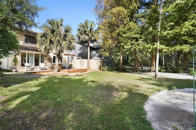 300 Spring Run Cir, Longwood, FL 32779 - view of grassy yard featuring a wooden deck
