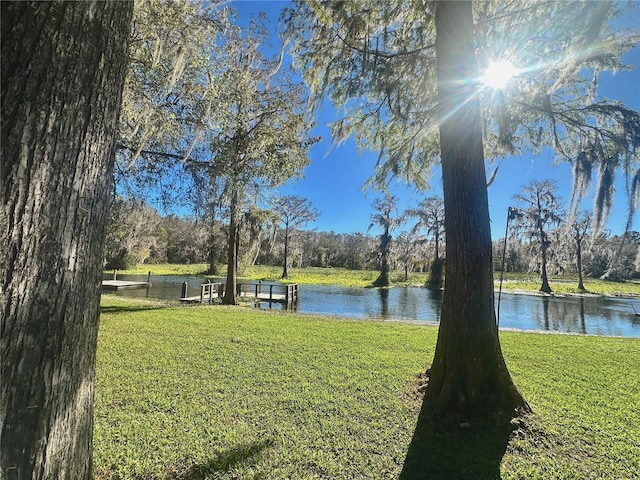 view of yard with a water view