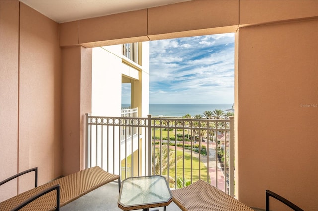 balcony with a water view