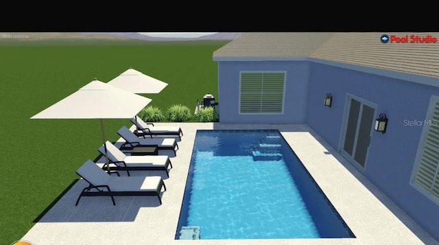 pool with a patio
